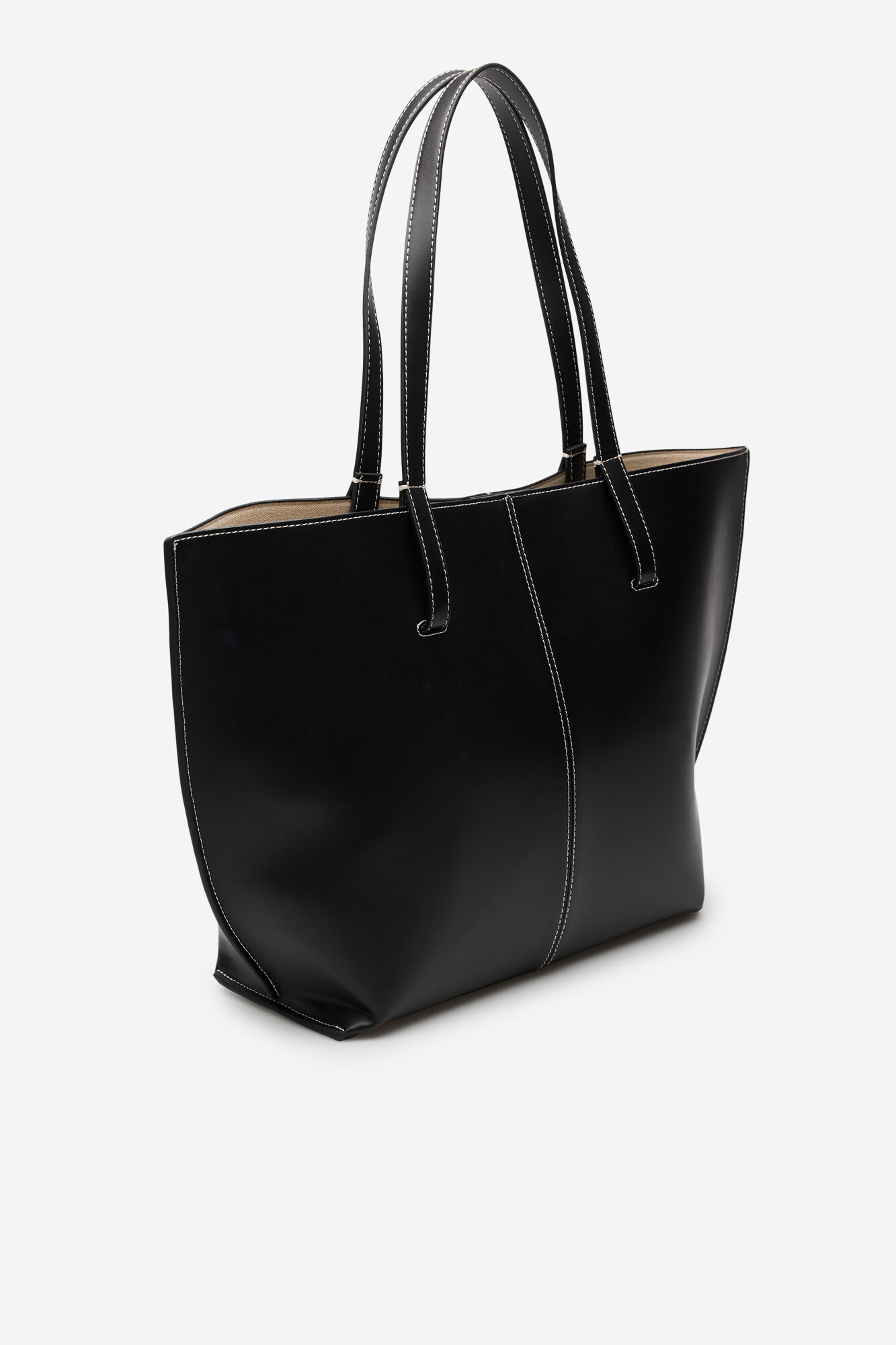Cortefiel Basic shopper bag with stitching Black