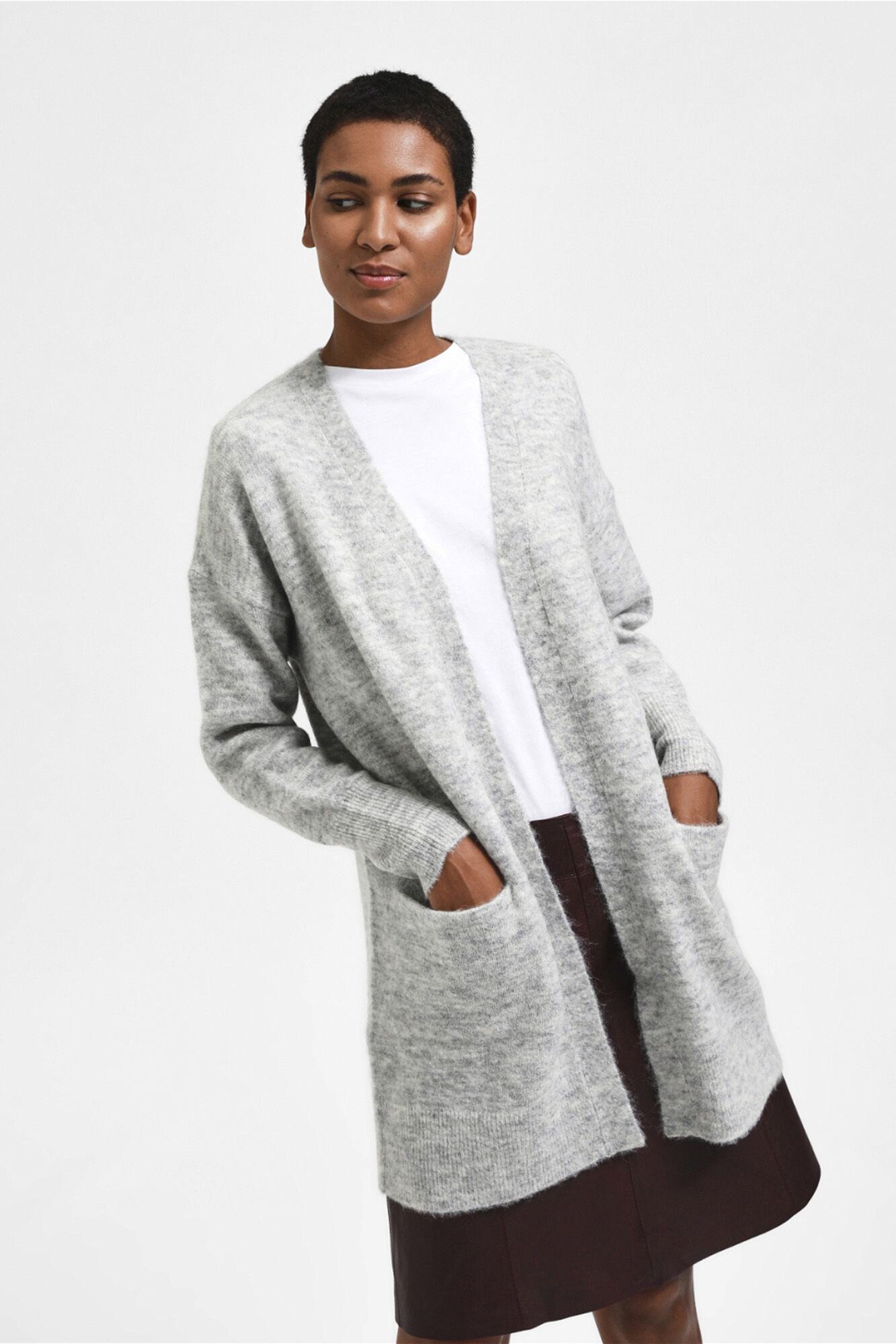 Selected C&aacute;rdigan largo de alpaca