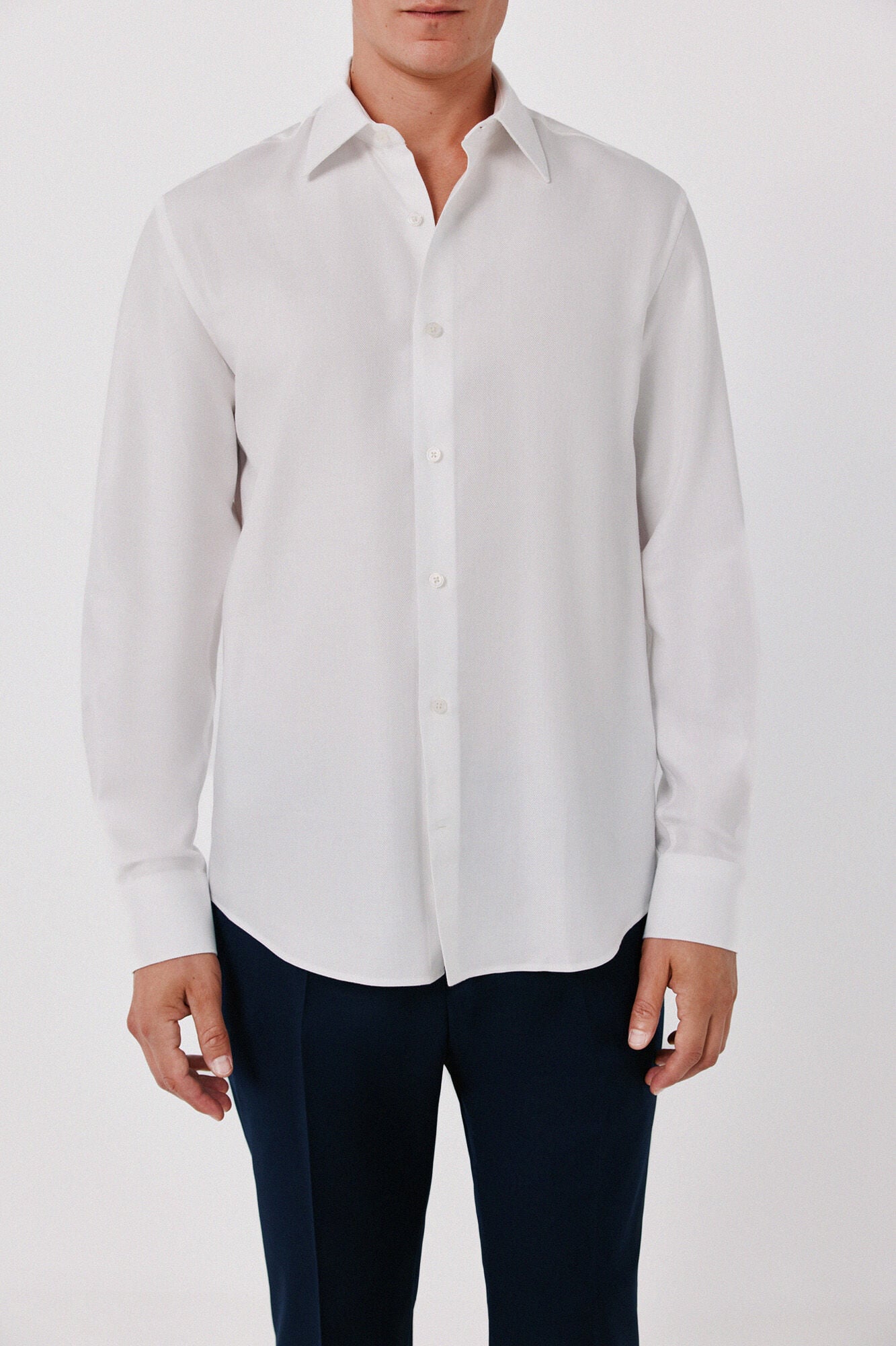 Cortefiel Striped cotton Tencel dress shirt White