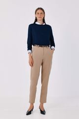 Cortefiel Women's tailored trousers with belt Beige