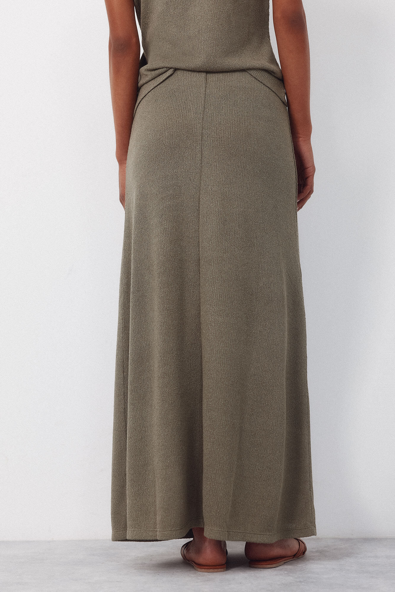 Cortefiel Jersey-knit skirt Kaki