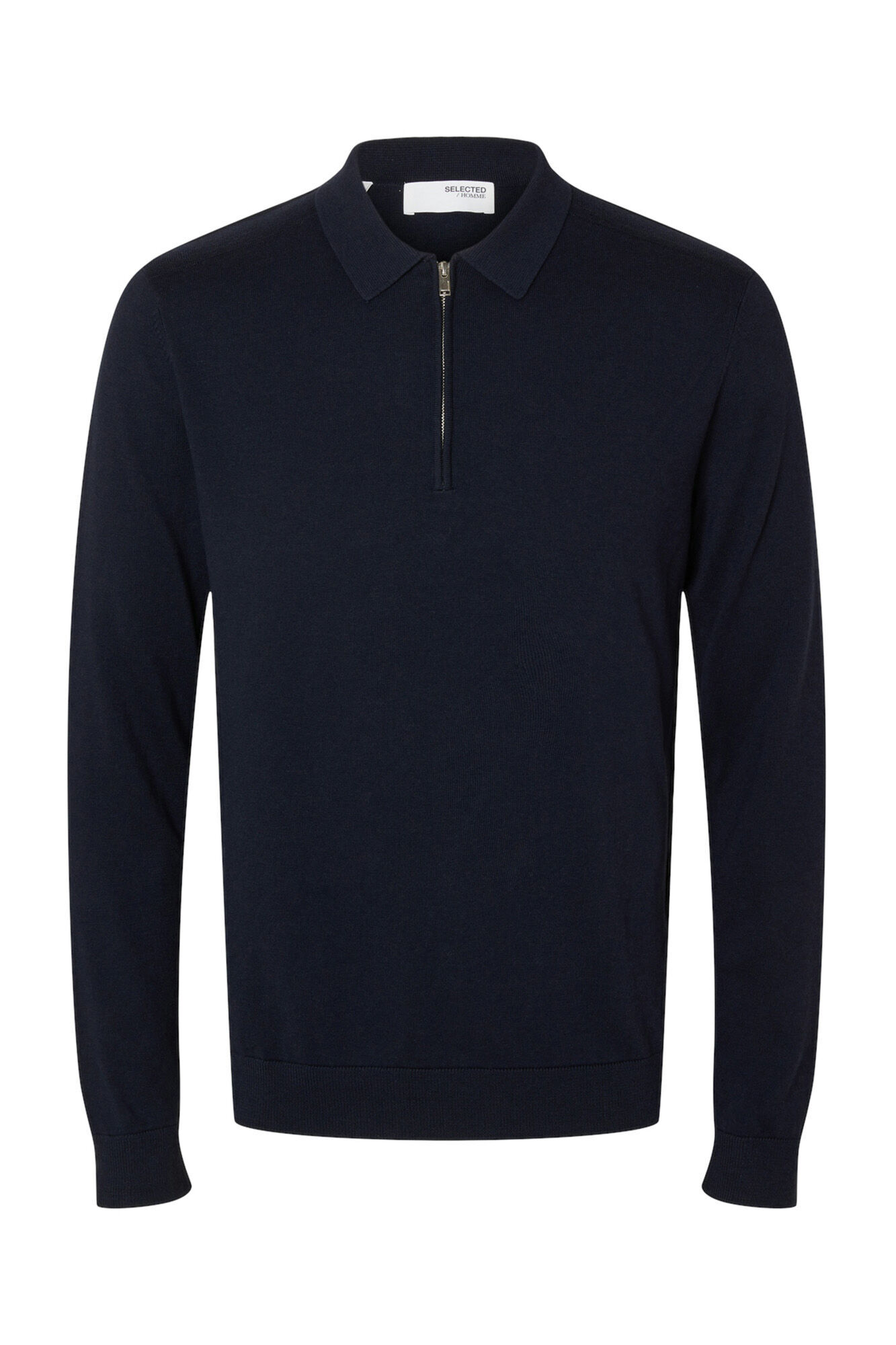 Selected Jersey polo media cremallera 100% algod&oacute;n. Azul marino
