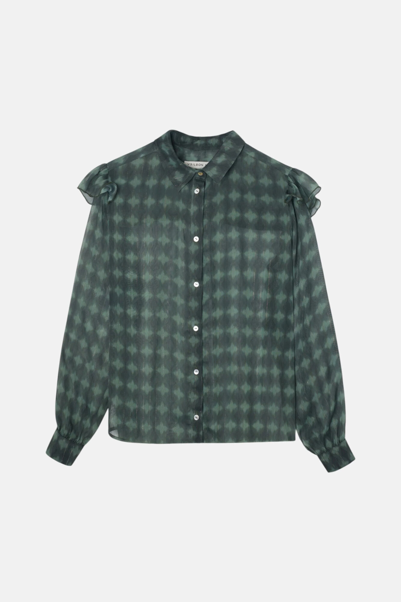 Silbon Blusa com folhos estampado &eacute;tnico