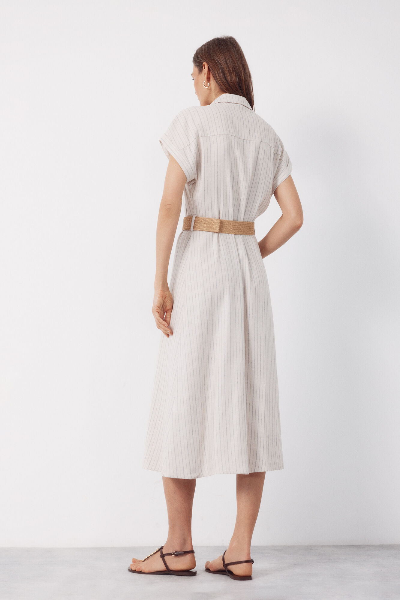 Cortefiel Vestido de linho Impress&atilde;o
