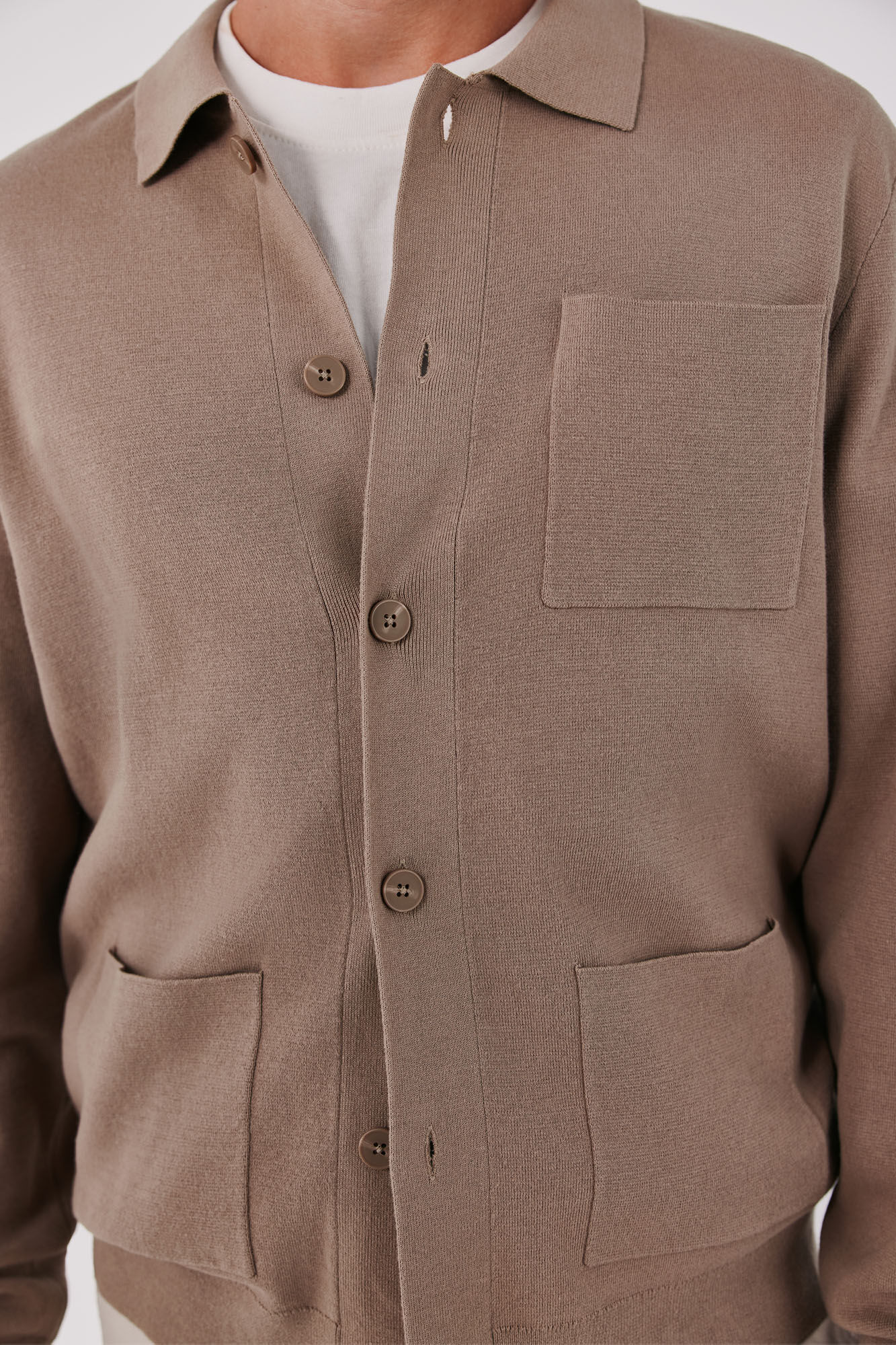 Cortefiel Cotton knit overshirt jumper Brown