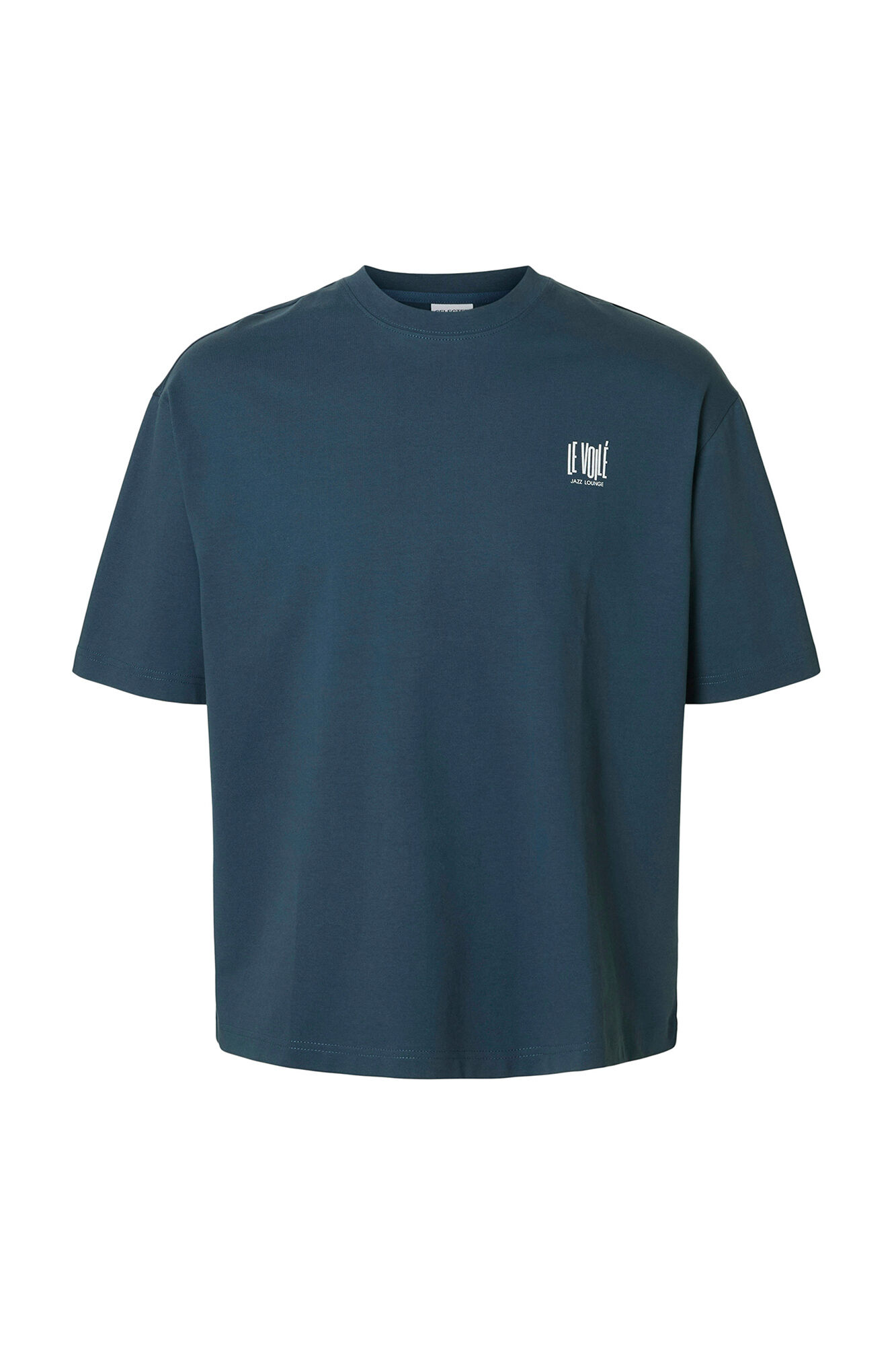 Selected Camiseta manga corta estampado contraste Azul marino