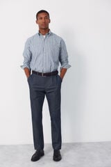 Cortefiel Oxford slub striped shirt Blue