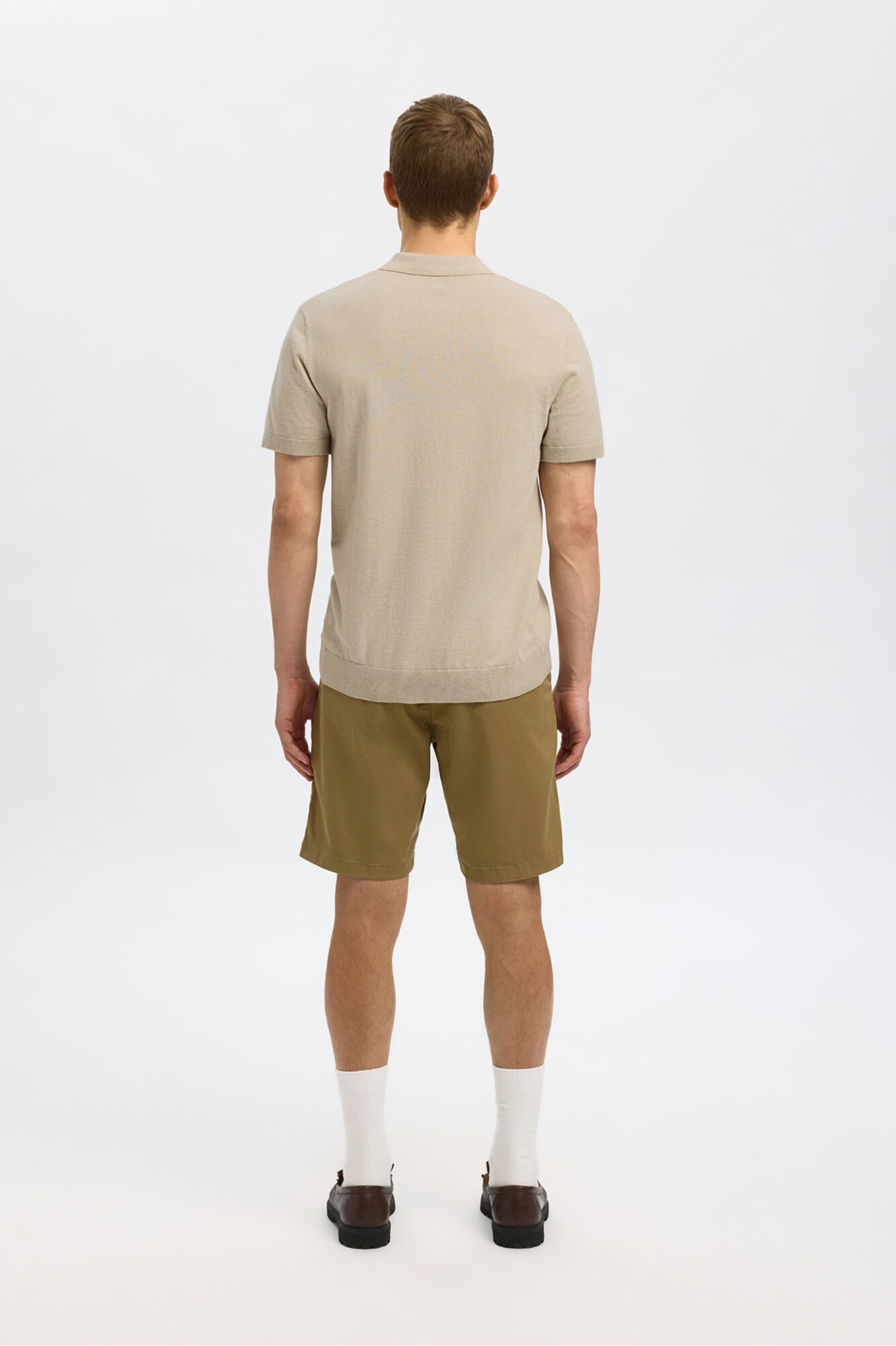 Selected Polo de malha de manga curta Tostado