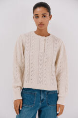 Cortefiel Openwork baker's sweater Ivory