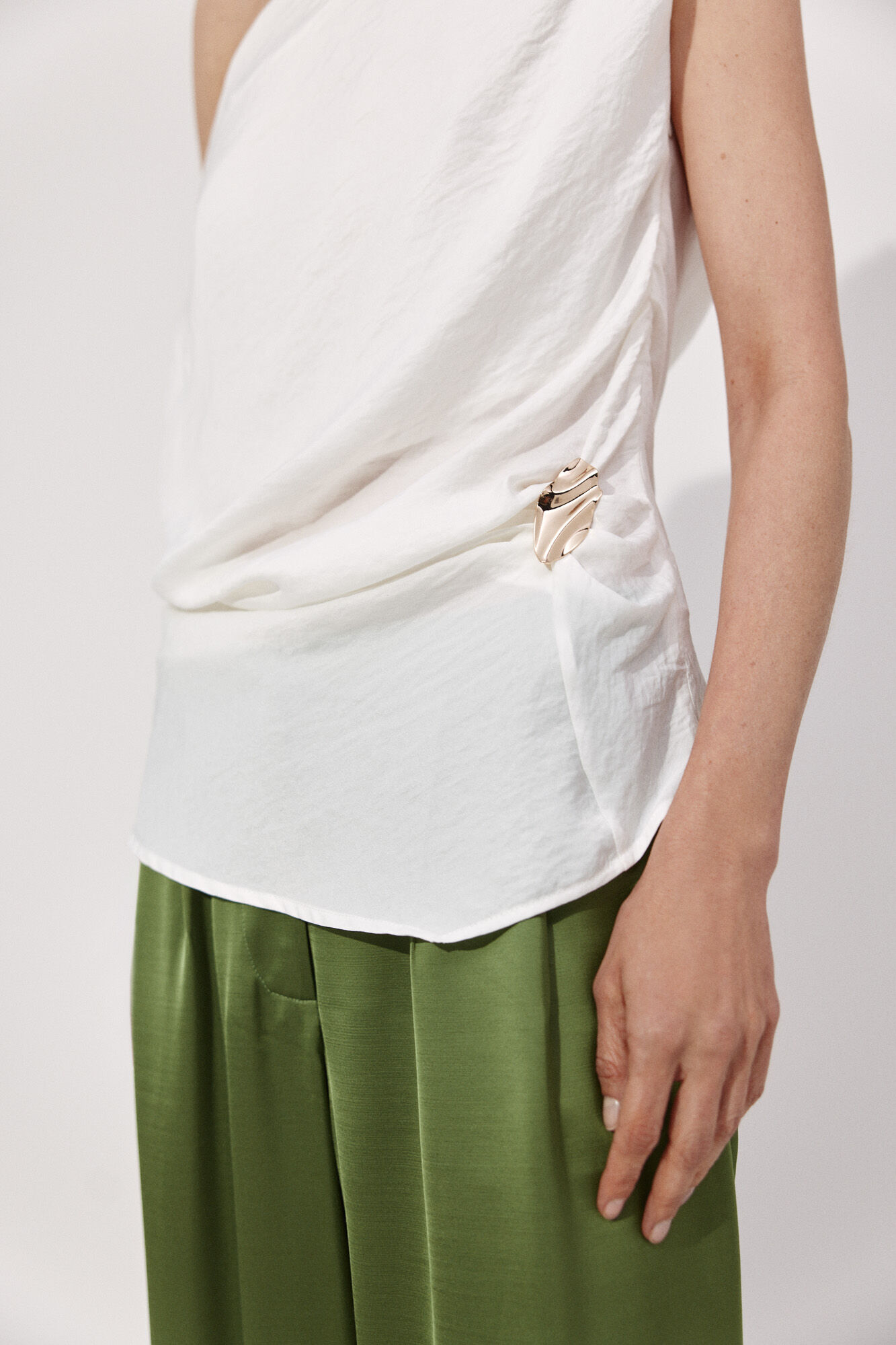 Cortefiel Draped top Ivory