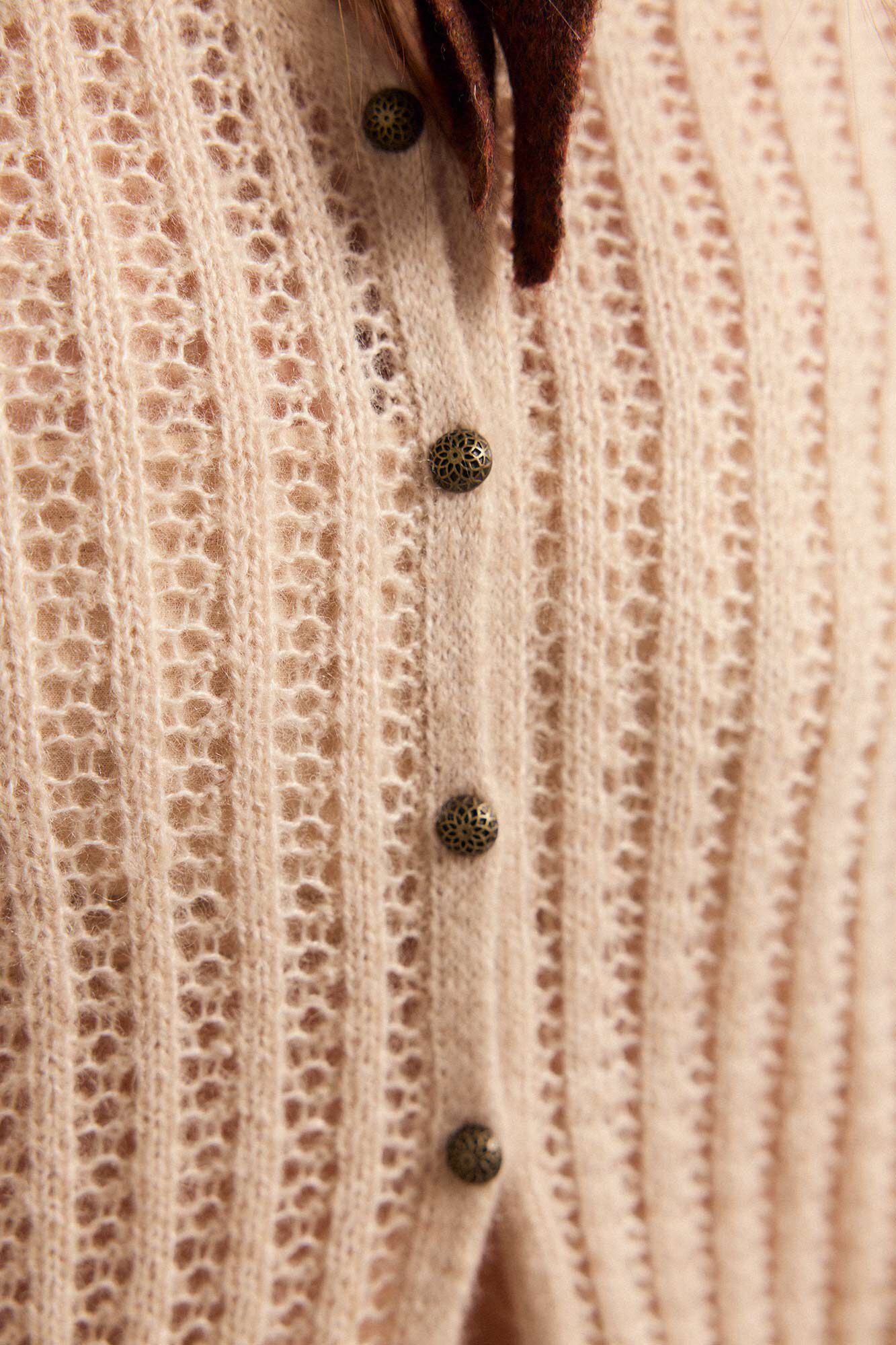 Slowlove Casaco comprido malha Ecru