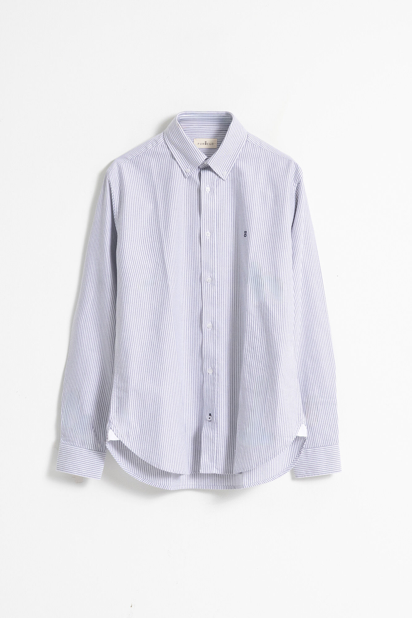 PuroEGO Camisa oxford riscas de algod&atilde;o slim Azul