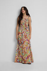 Silbon Vestido longo estampado franzido Multicolorido