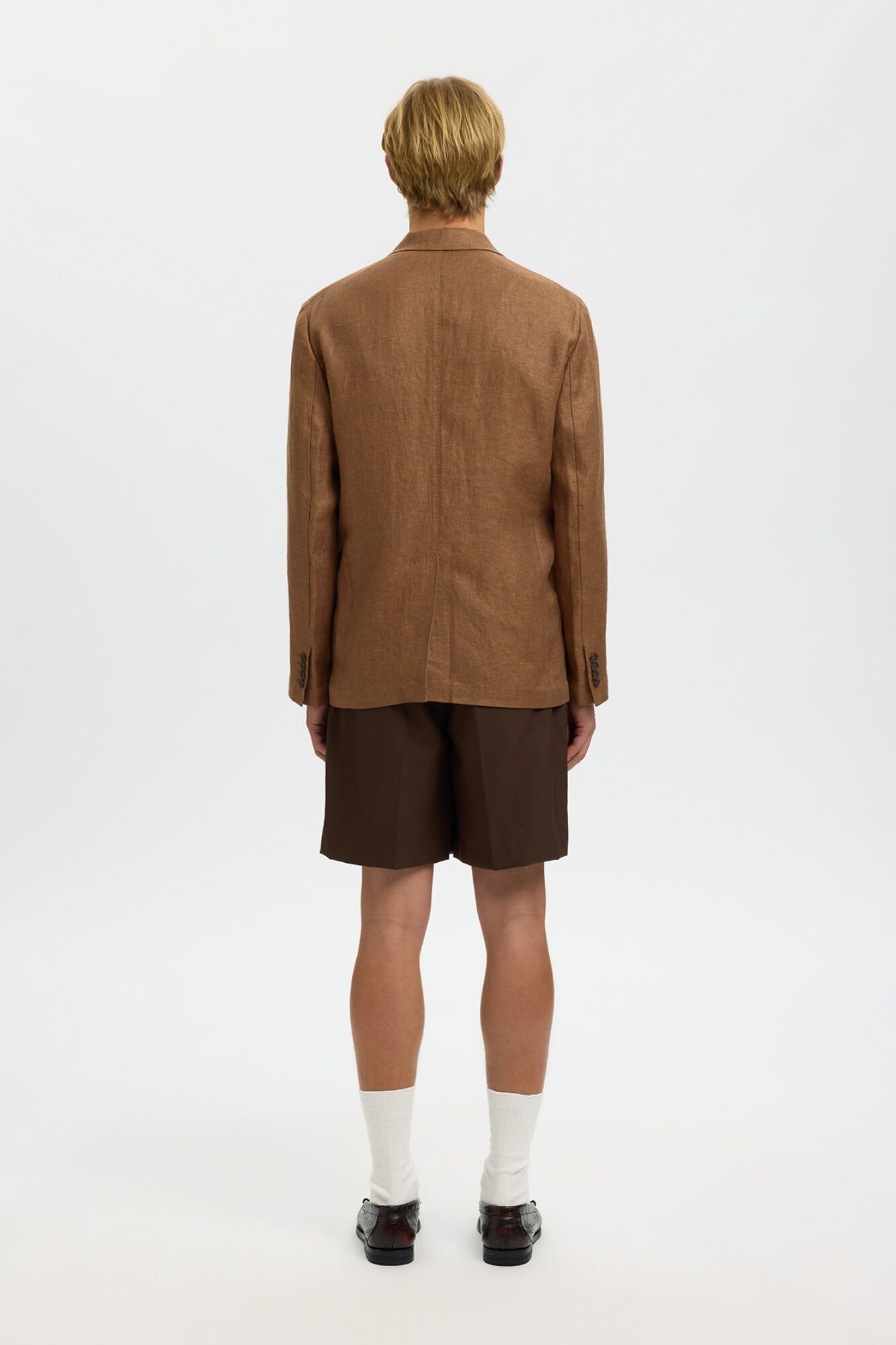 Selected Casaco de linho com aba Castanho