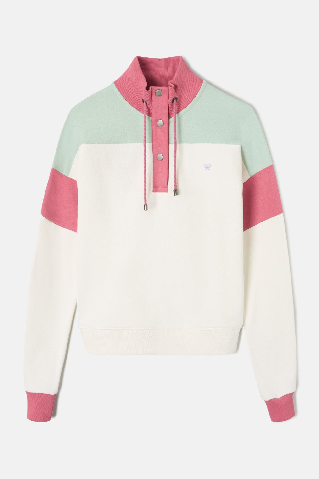 Silbon Sudadera woman tricolor cuello botones Marfil