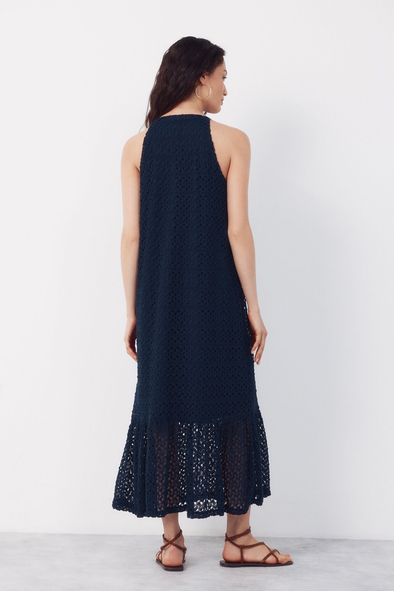 Cortefiel Structured halterneck dress Navy