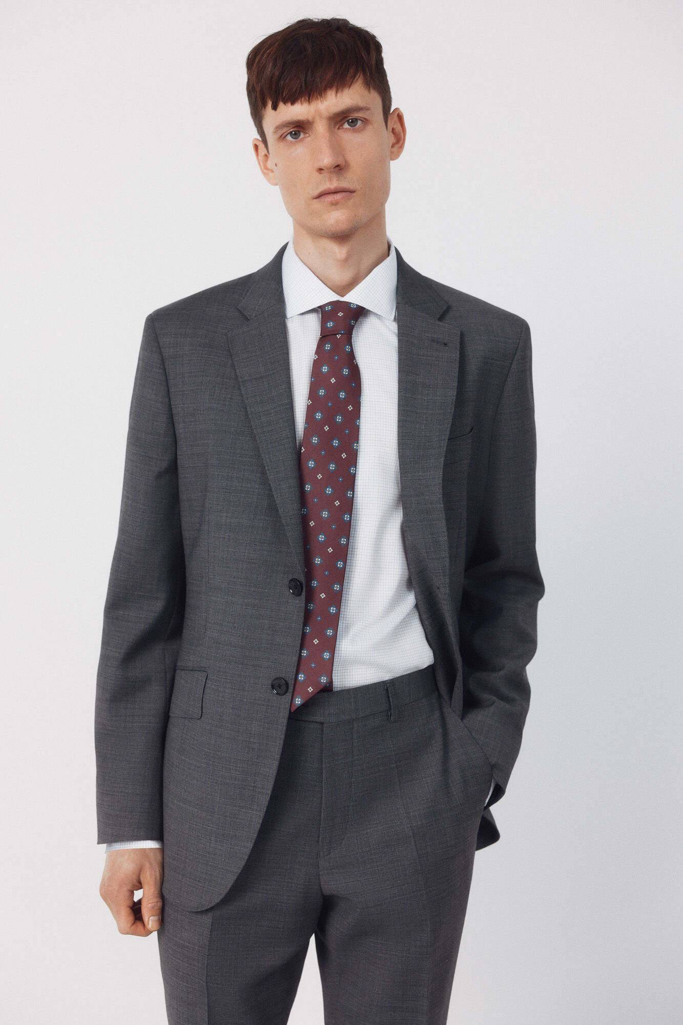 Cortefiel Grey structured dynamic blazer Dark grey