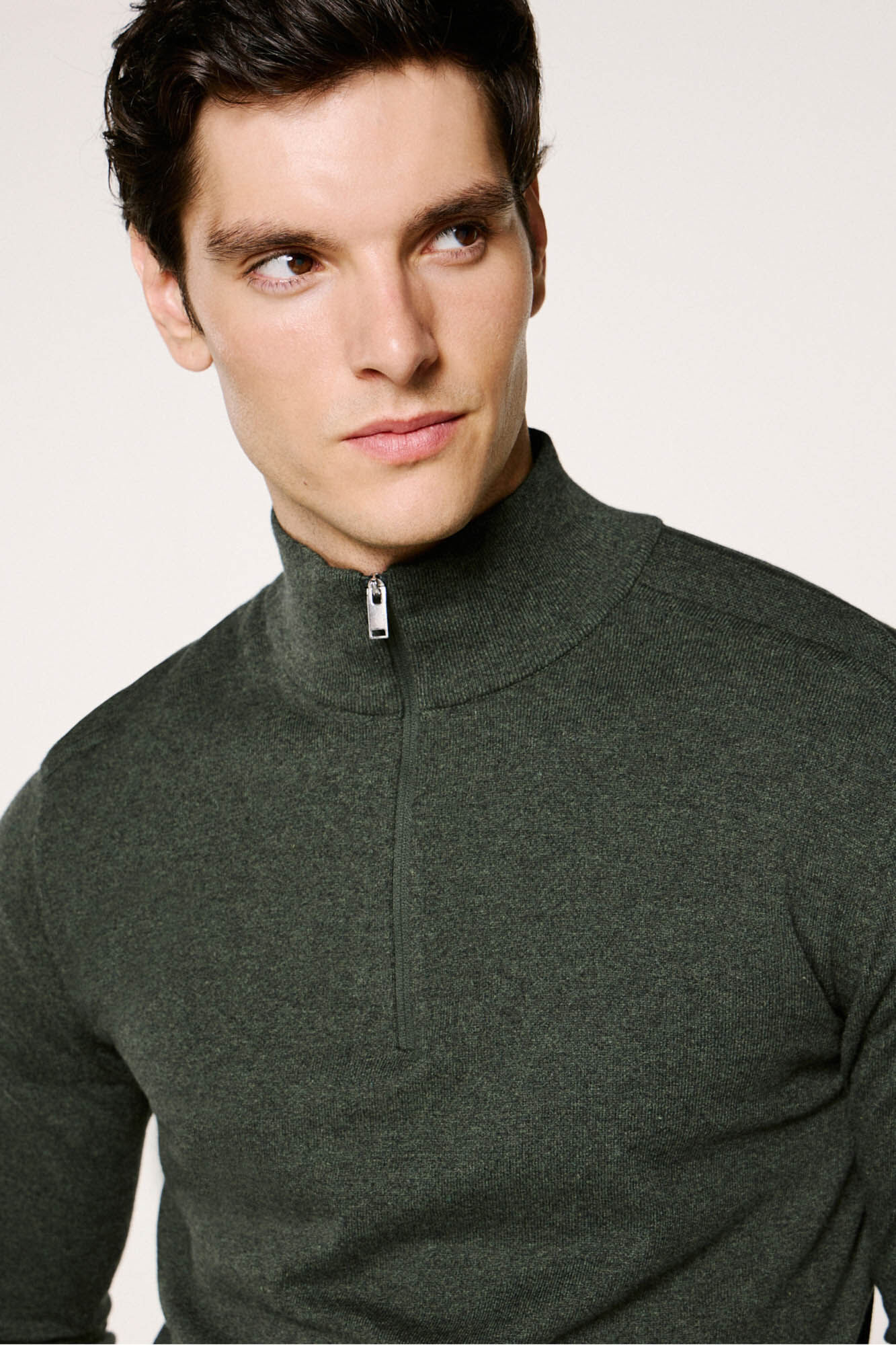 Selected Malha 100% camisola com meia fecho-&eacute;clair .