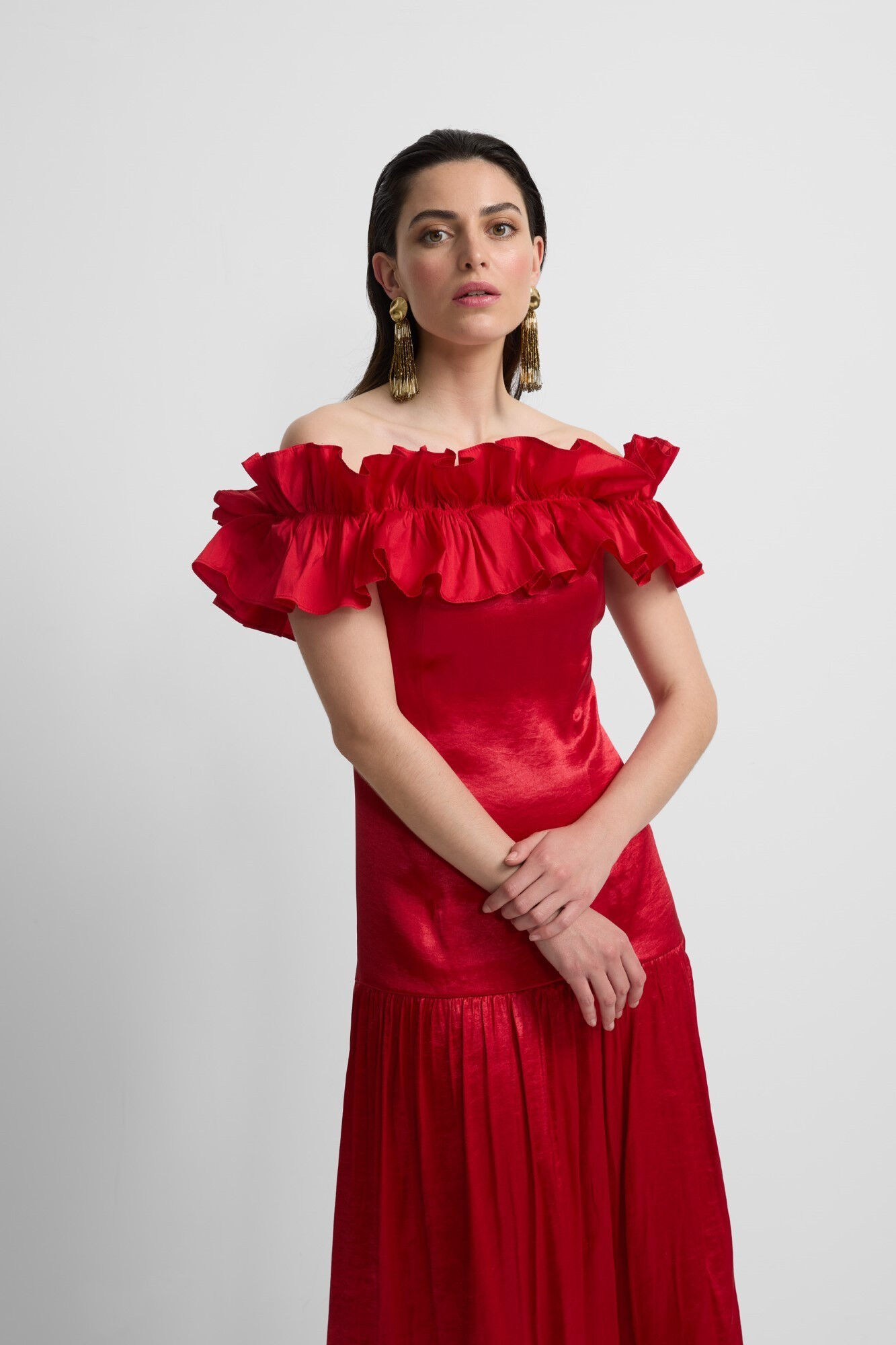 Silbon Vestido com folho da cole&ccedil;&atilde;o Event Vermelho