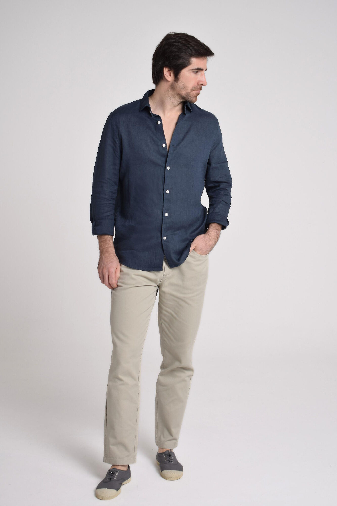 Cloking Camisa 100% linho Azul