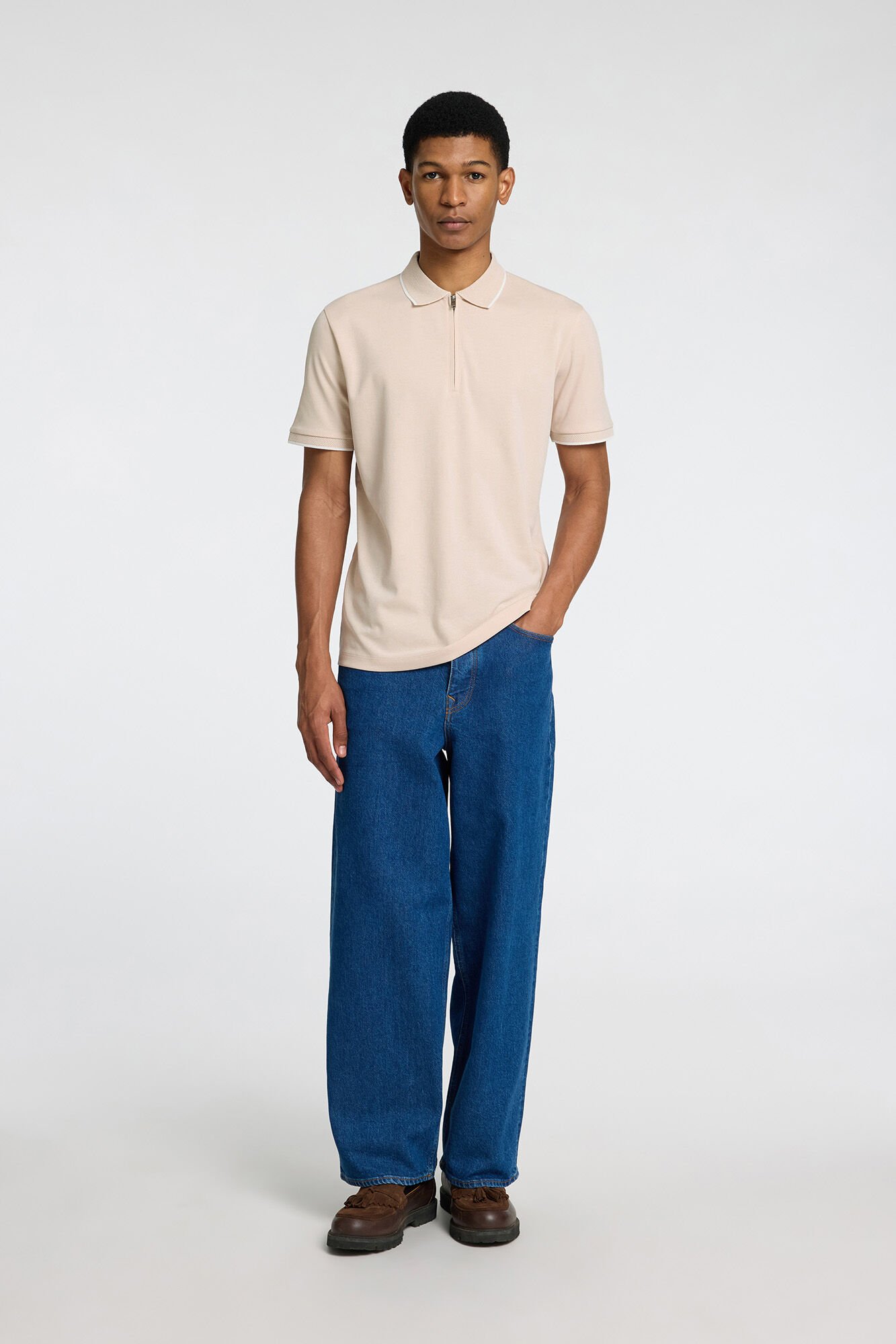 Selected Polo de manga corta con cremallera