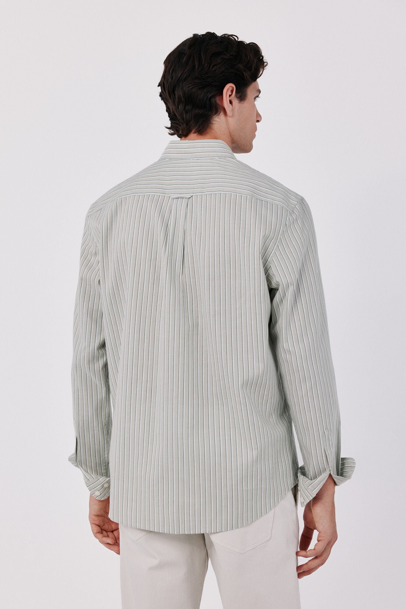 Cortefiel Camisa de riscas oxford leve Verde