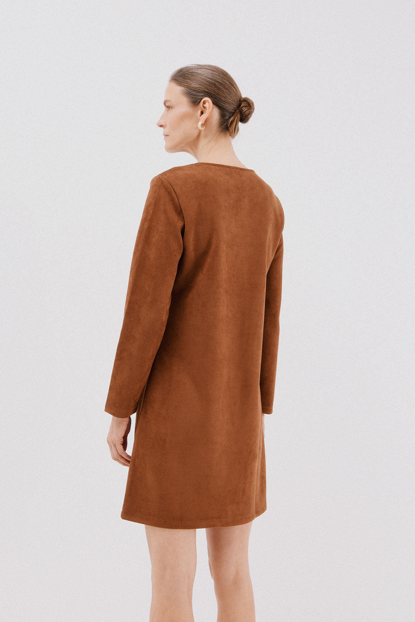 Cortefiel Vestido de camur&ccedil;a Castanho