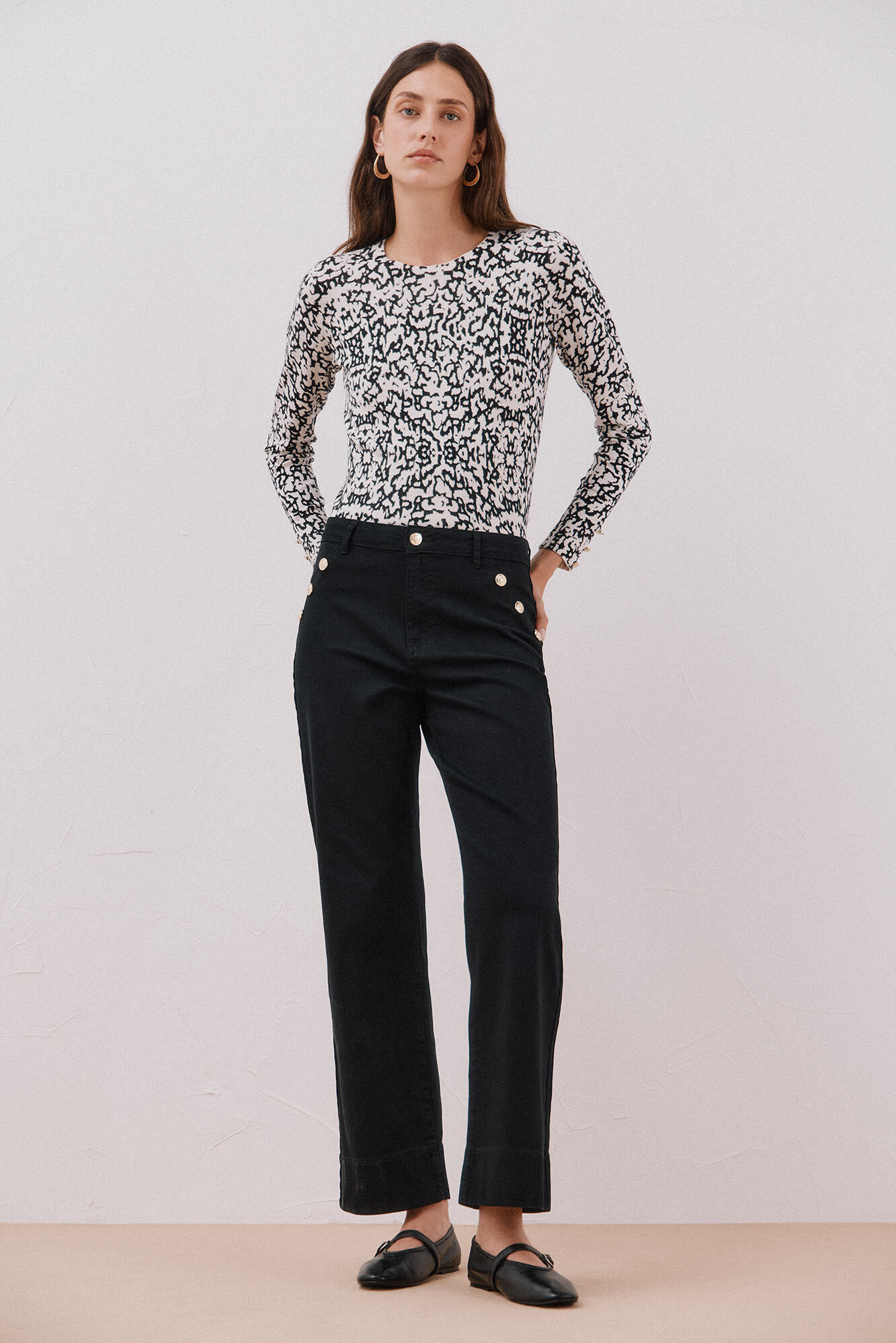 Cortefiel Palazzo pants with buttons 