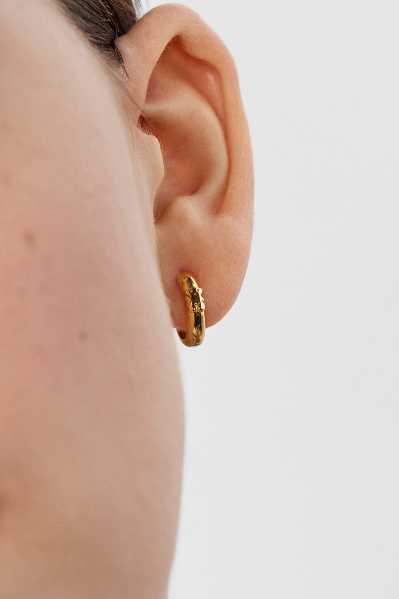 Tous TOUS Basics bear hoop earrings in siver plated with 18 kt gold Yellow