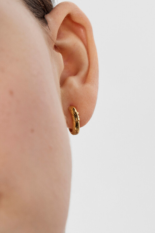 Cortefiel TOUS Basics bear hoop earrings in siver plated with 18 kt gold Yellow