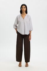 Selected Linen 3/4 sleeve blouse Multicolour