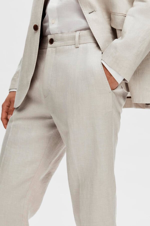 Cortefiel 100% linen suit trousers. Brown