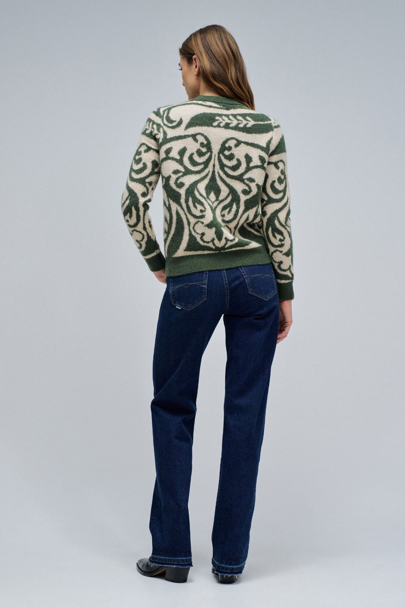 Salsa Jeans Wool sweatshirt with jacquard Green