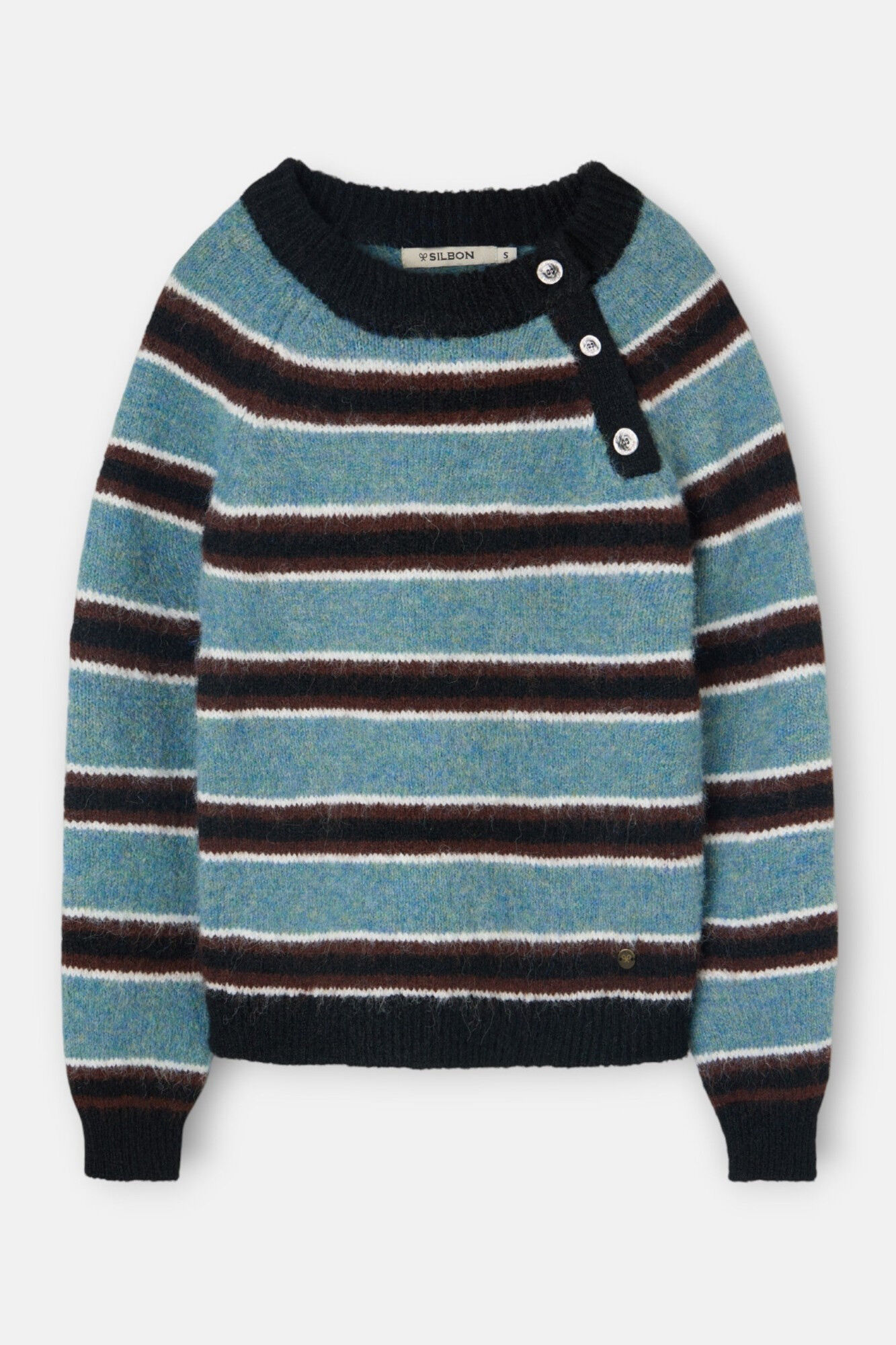 Silbon Camisola riscas com bot&otilde;es Multicolorido