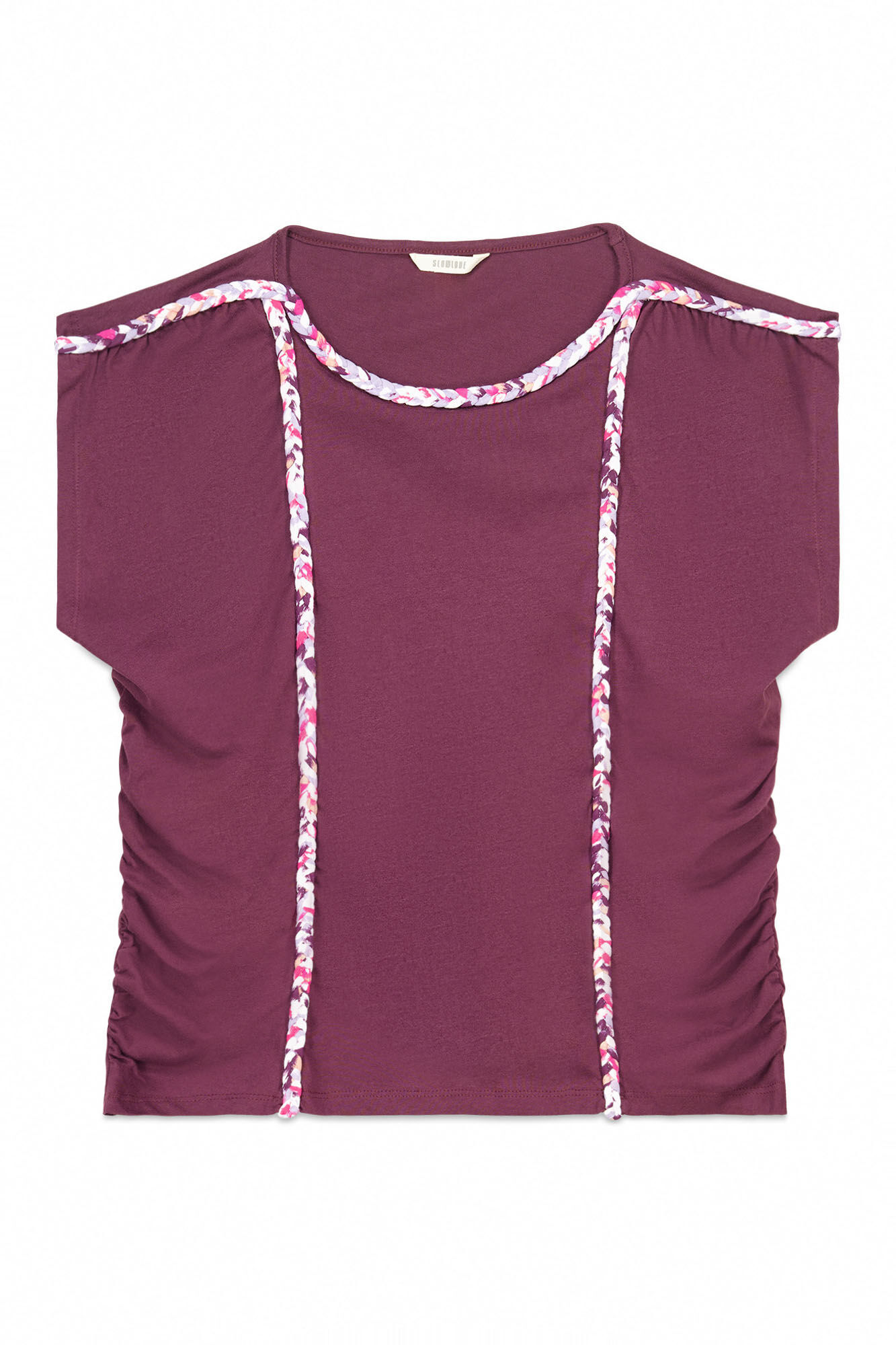 Slowlove Gathered braided t-shirt Maroon