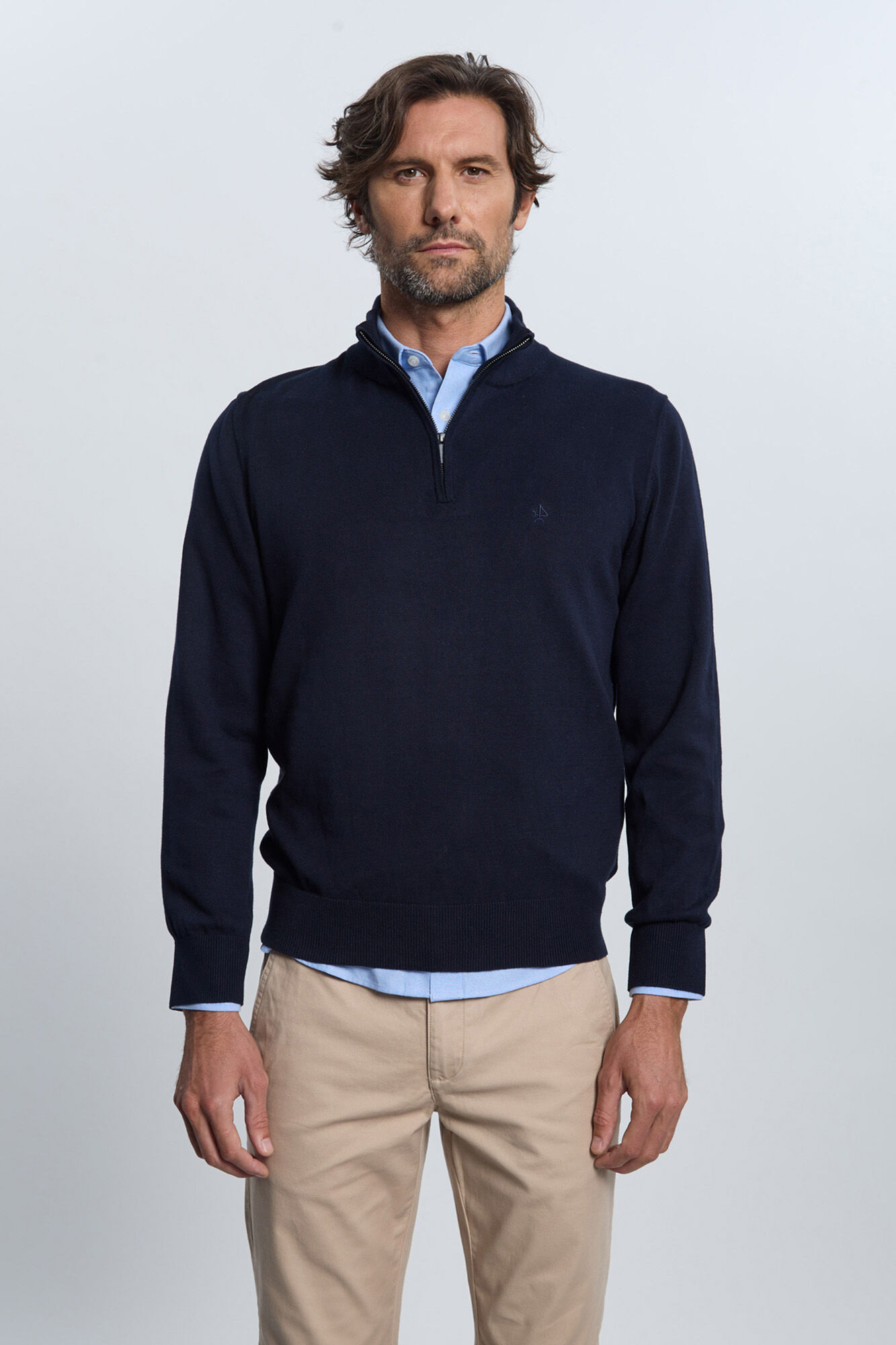 Valecuatro Camisola azul marinho com meia fecho-&eacute;clair