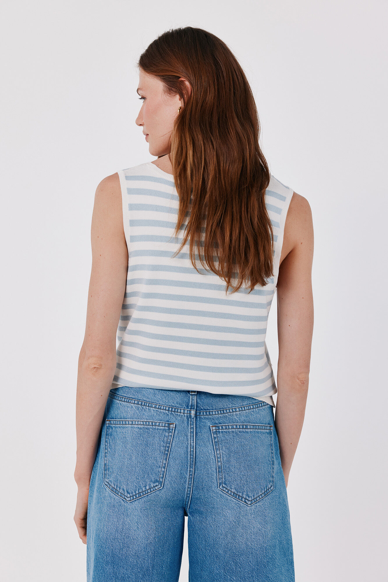 Cortefiel Striped knit top Blue