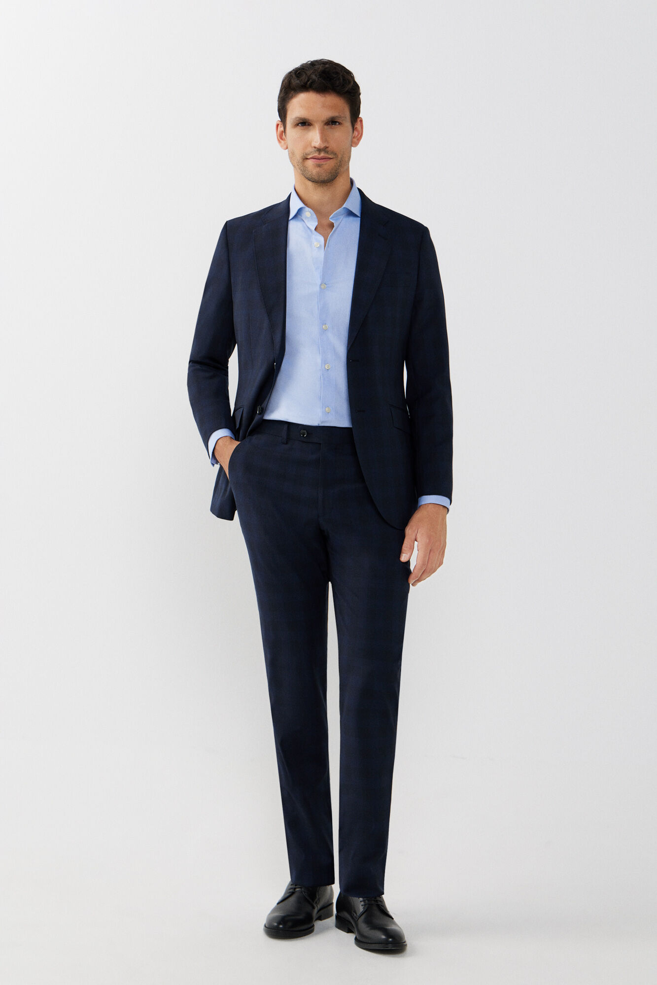 Cortefiel Slim fit checked trousers Navy