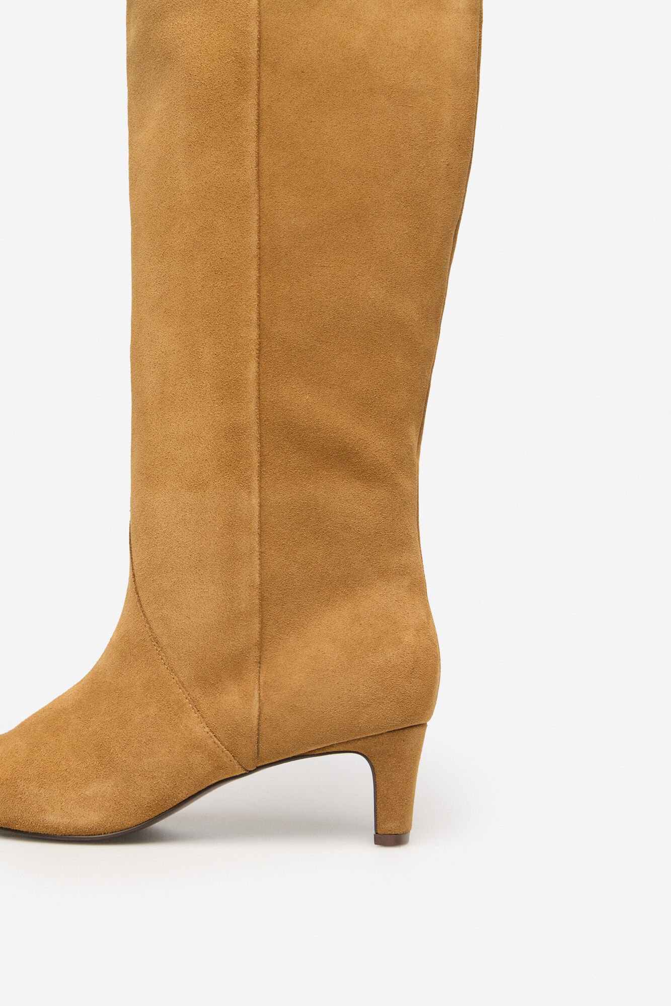 Cortefiel split leather heeled boot Brown