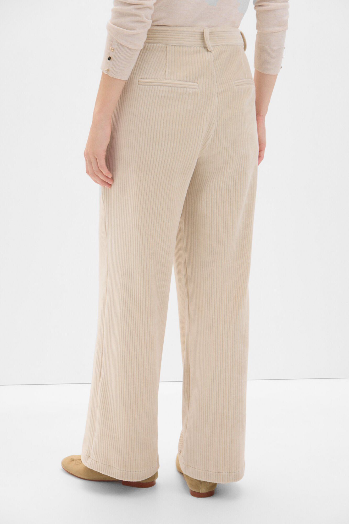 Cortefiel Pantal&oacute;n recto de pana Beige