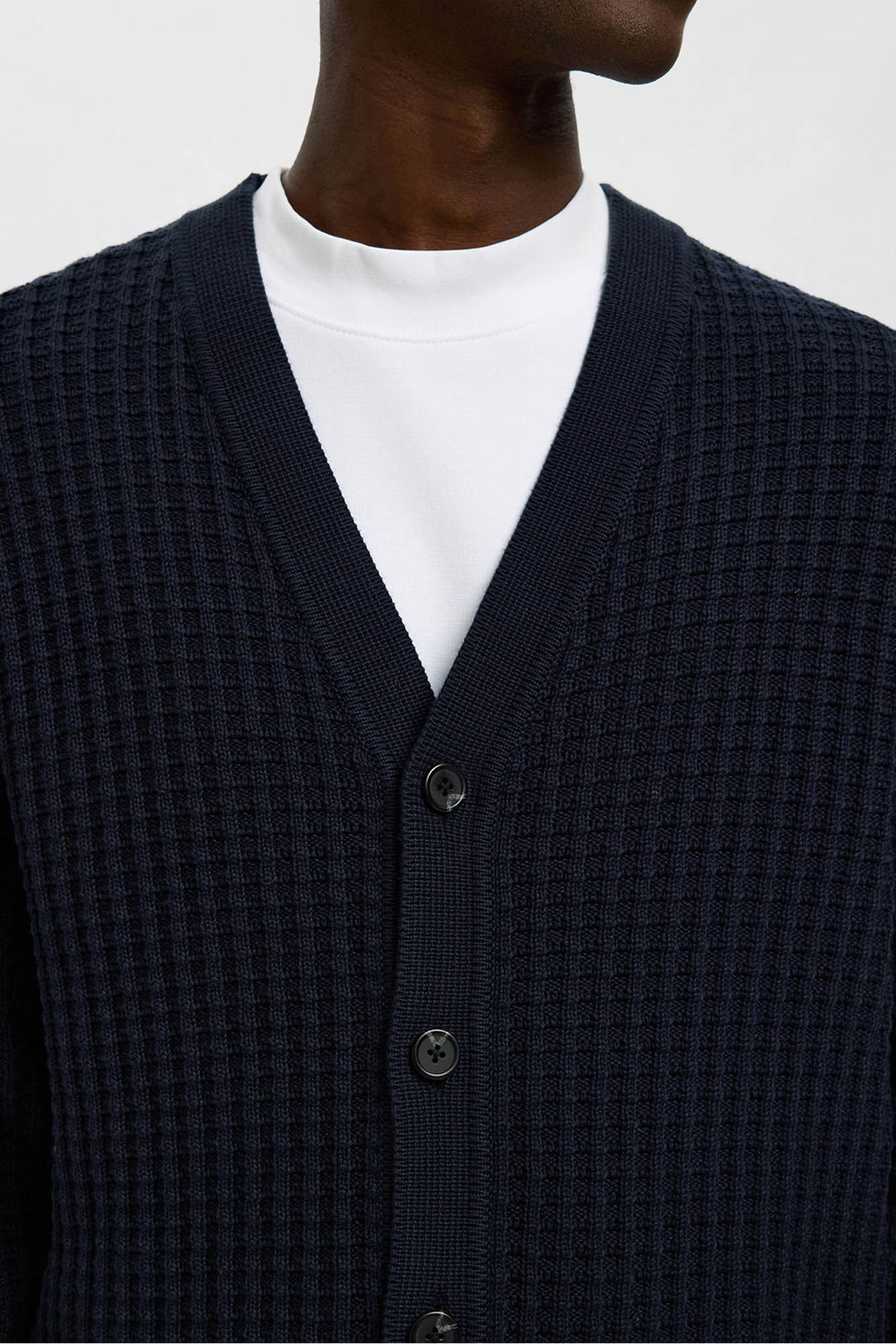 Selected Casaco de malha 100% algod&atilde;o org&acirc;nico com gola em bico 