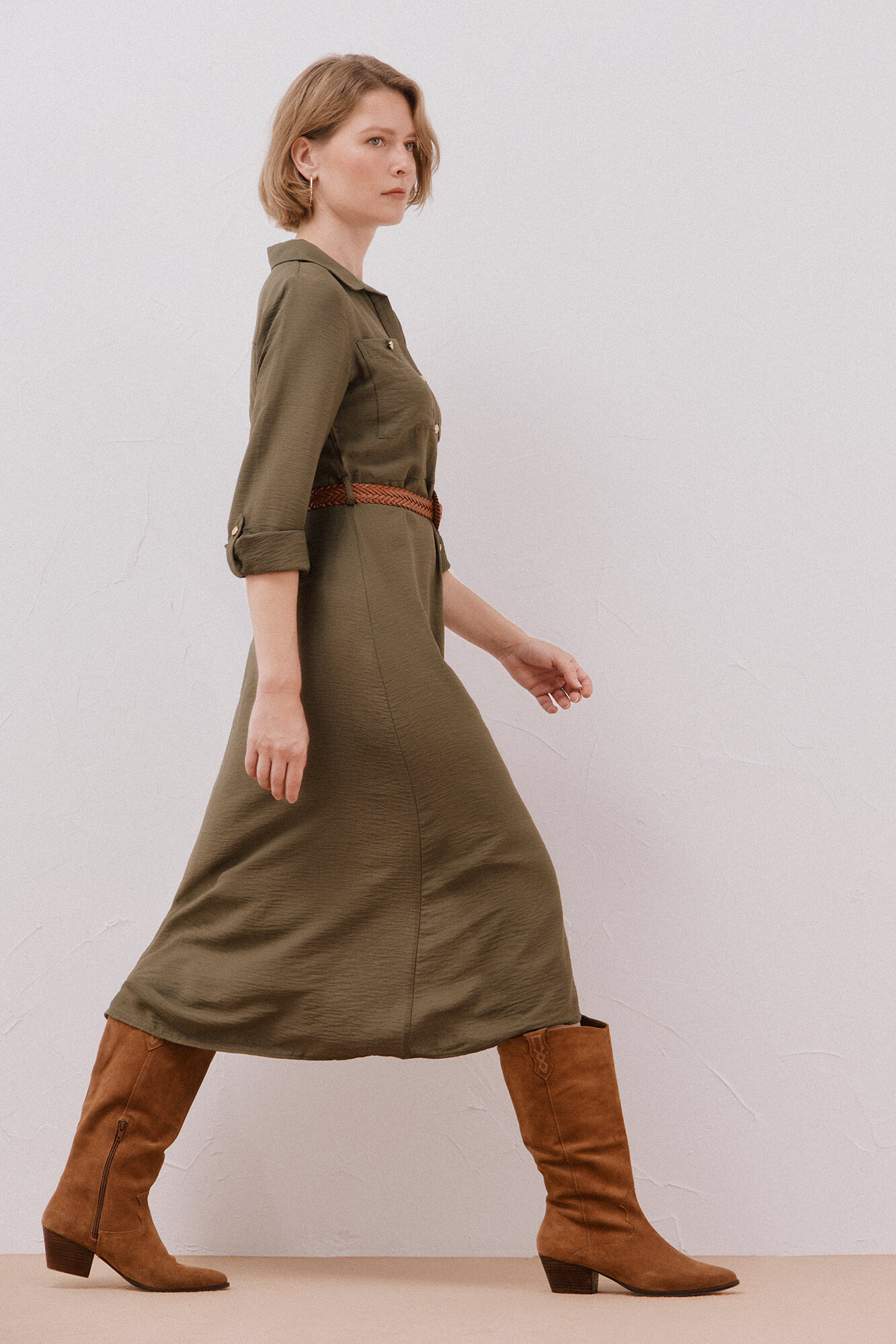 Cortefiel Belted shirt dress