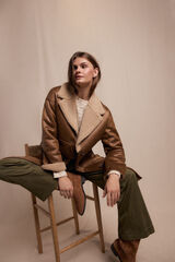 Slowlove Sobretudo longo com efeito dupla face Tostado