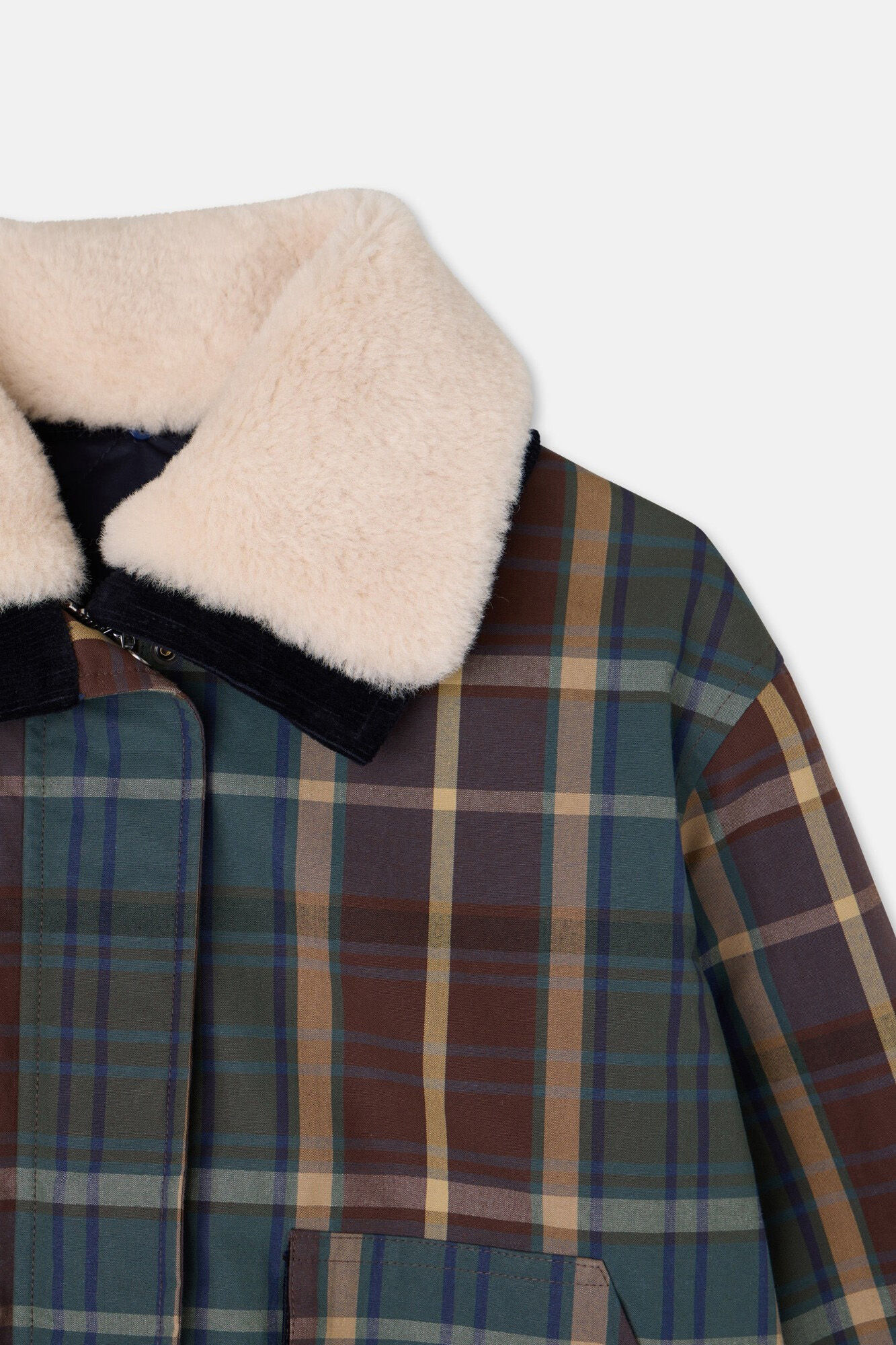 Silbon Blus&atilde;o de borrego xadrez encerada Verde