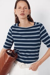 Cortefiel Camiseta cuello barco Azul oscuro