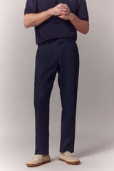 OOTO Cal&ccedil;a de fato coordenado em linho Azul