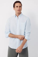 Cortefiel Camisa lino lisa Azul