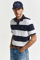 Gant Block- striped piqu&eacute; polo shirt Navy