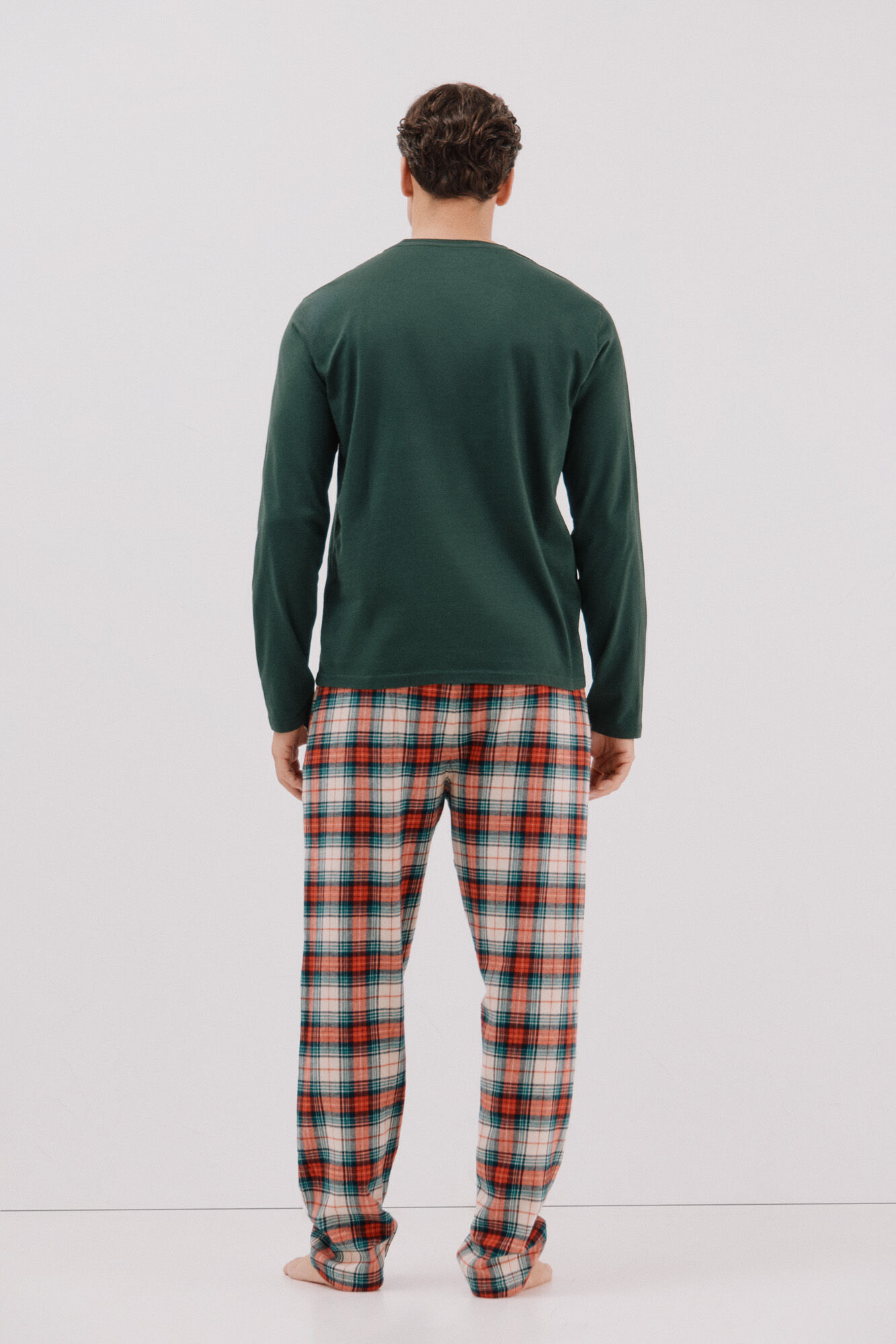 Cortefiel Set de pijama punto y tela Verde oscuro