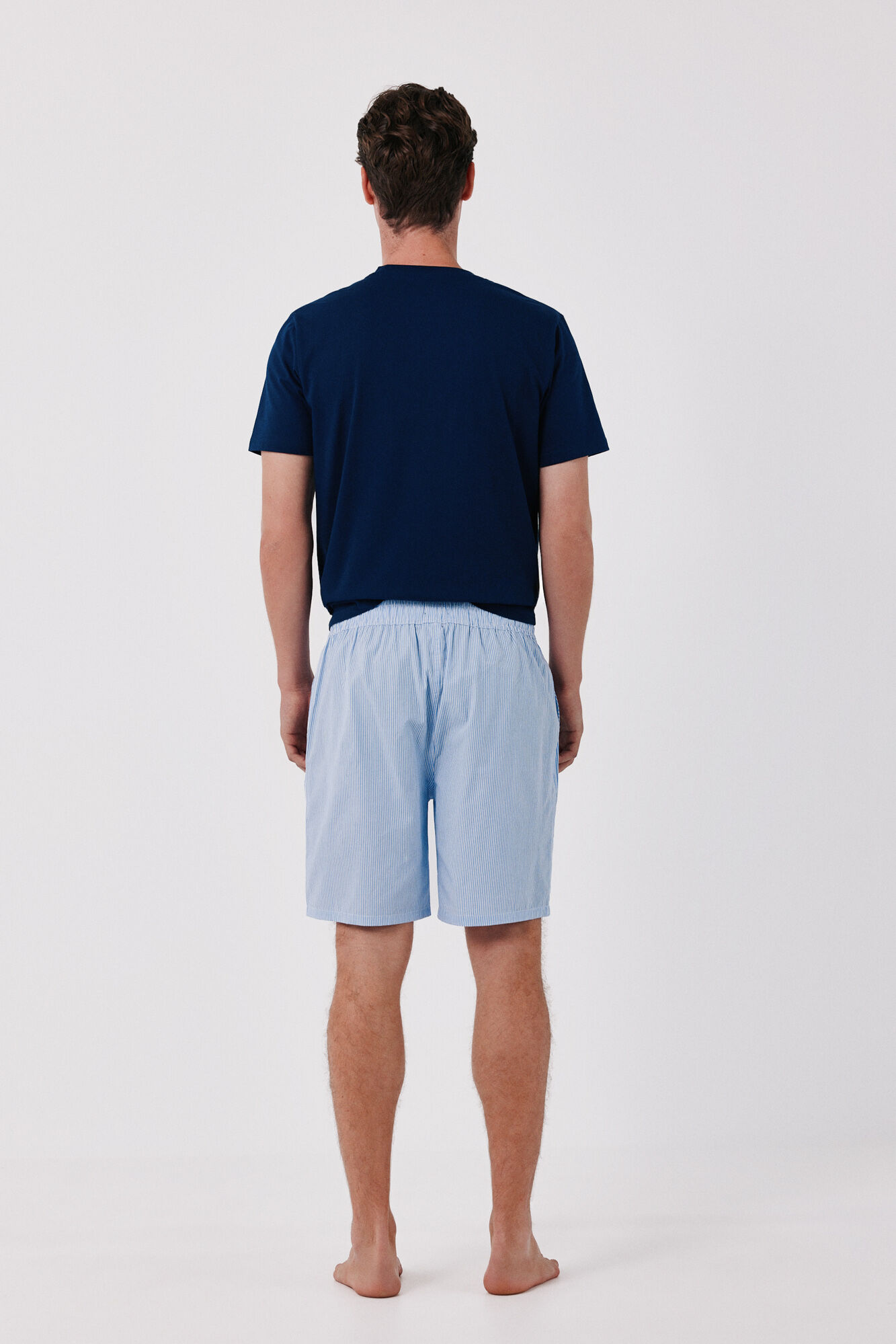 Cortefiel Jersey-knit and fabric pyjamas set Navy